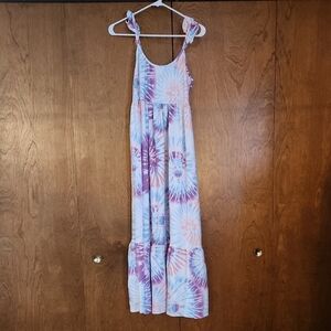 Elegant Tie-Dye Kids Maxi Dress - Pink and Blue